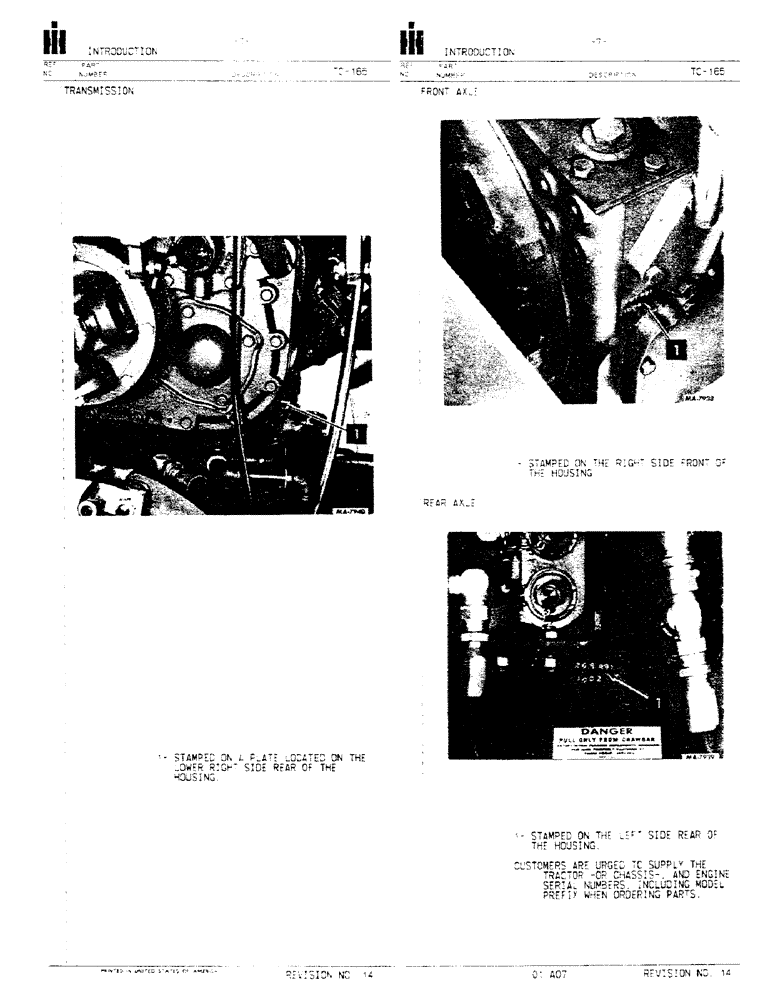 Схема запчастей Case IH 4366 - (01-07) - INTRODUCTION - SERIAL NUMBER LOCATIONS (00) - GENERAL