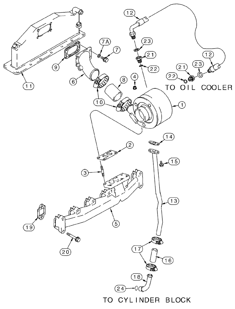 Схема запчастей Case IH 2344 - (02-14) - TURBOCHARGER SYSTEM (01) - ENGINE