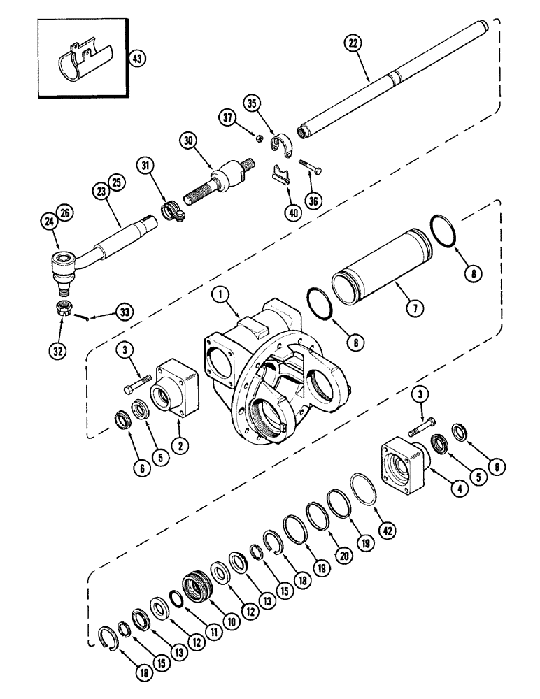 Схема запчастей Case IH 1896 - (5-126) - FRONT AXLE TIE RODS AND STEERING CYLINDER, MFD TRACTORS (05) - STEERING