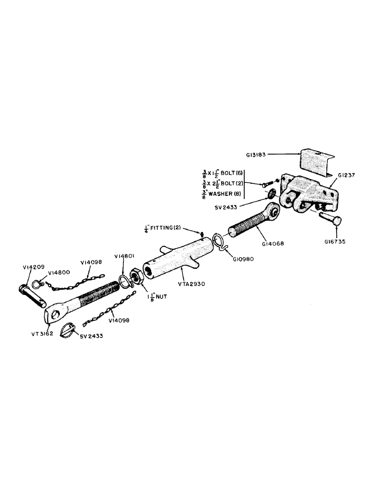 Схема запчастей Case IH 300-SERIES - (166) - THREE-POINT HITCH TURNBUCKLE (09) - CHASSIS