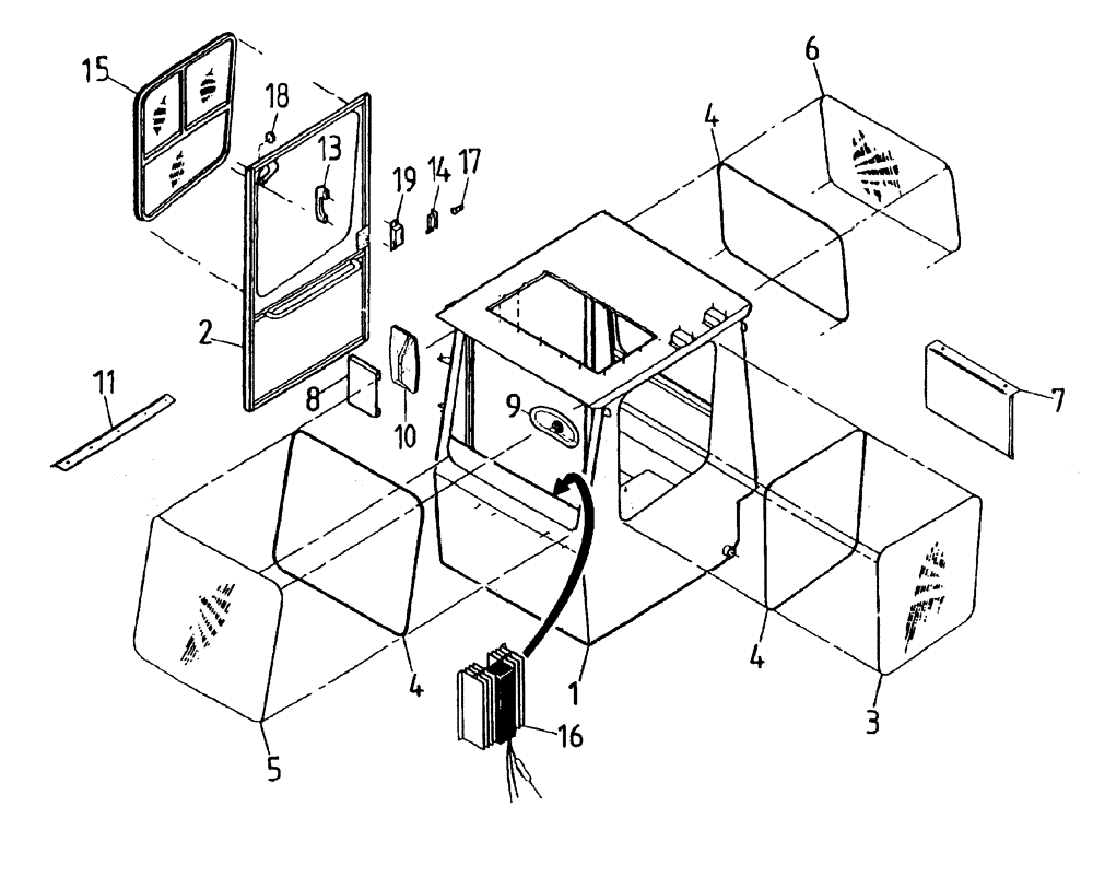 Схема запчастей Case IH AUSTOFT - (A03-01) - CABIN Mainframe & Functioning Components