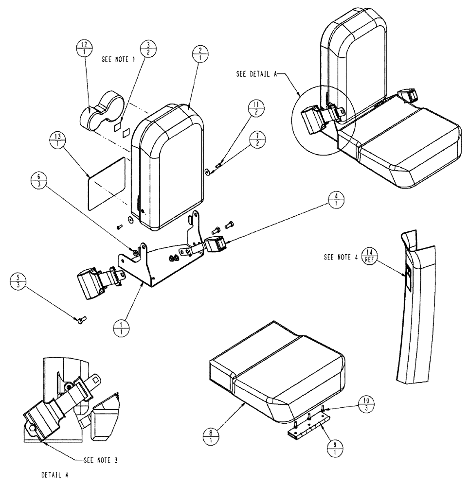 Схема запчастей Case IH TITAN 4020 - (01-044) - INSTRUCTIONAL SEAT ASSEMBLY (10) - CAB
