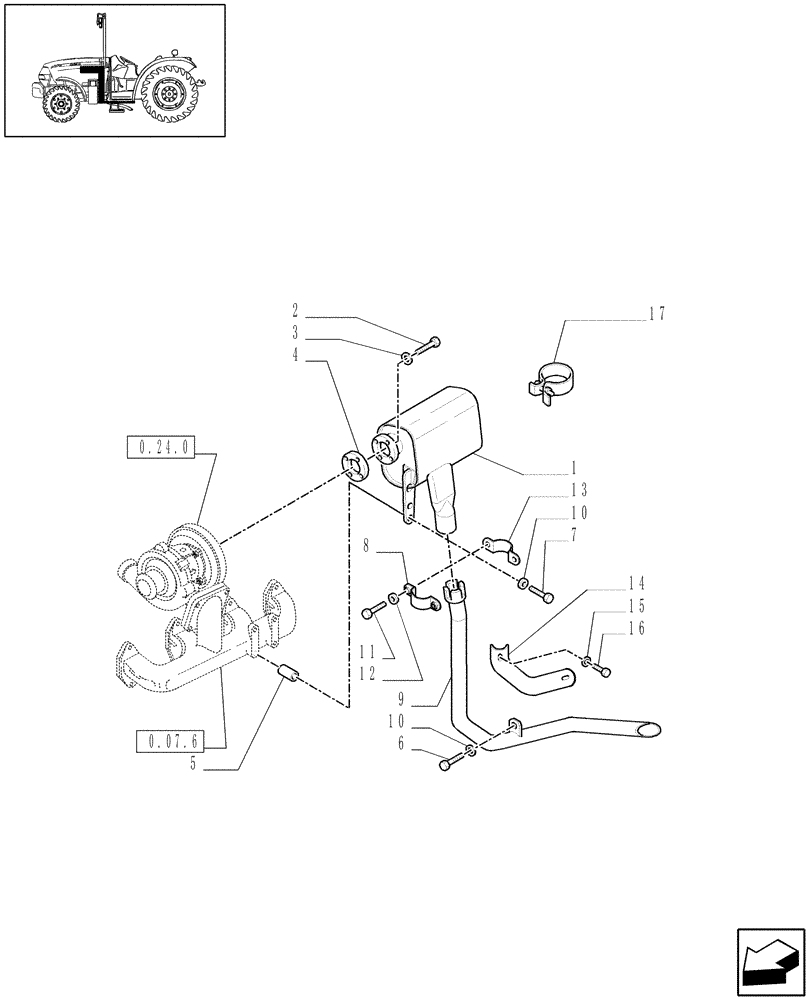 Схема запчастей Case IH JX1095N - (1.15.0) - MUFFLER (02) - ENGINE EQUIPMENT