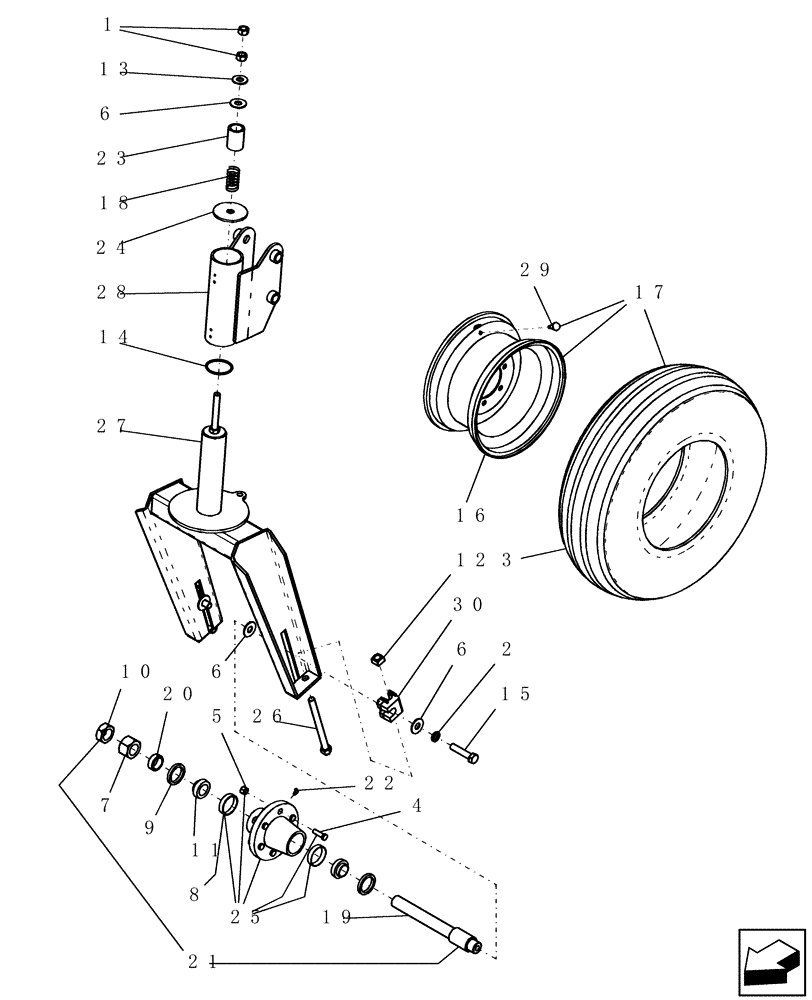 Схема запчастей Case IH ATX400 - (1.150.1) - LIGHT SINGLE CASTER ASSEMBLY - BOTTOM (12) - FRAME
