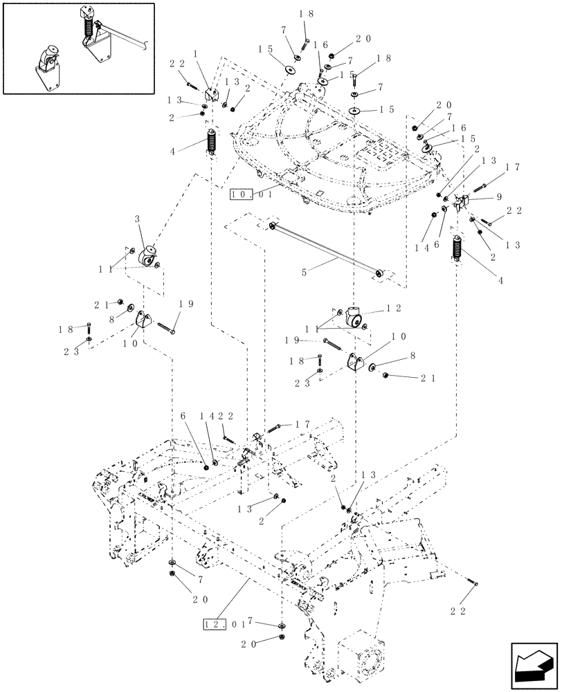 Схема запчастей Case IH WD1903 - (10.30) - CAB SUSPENSION (10) - CAB