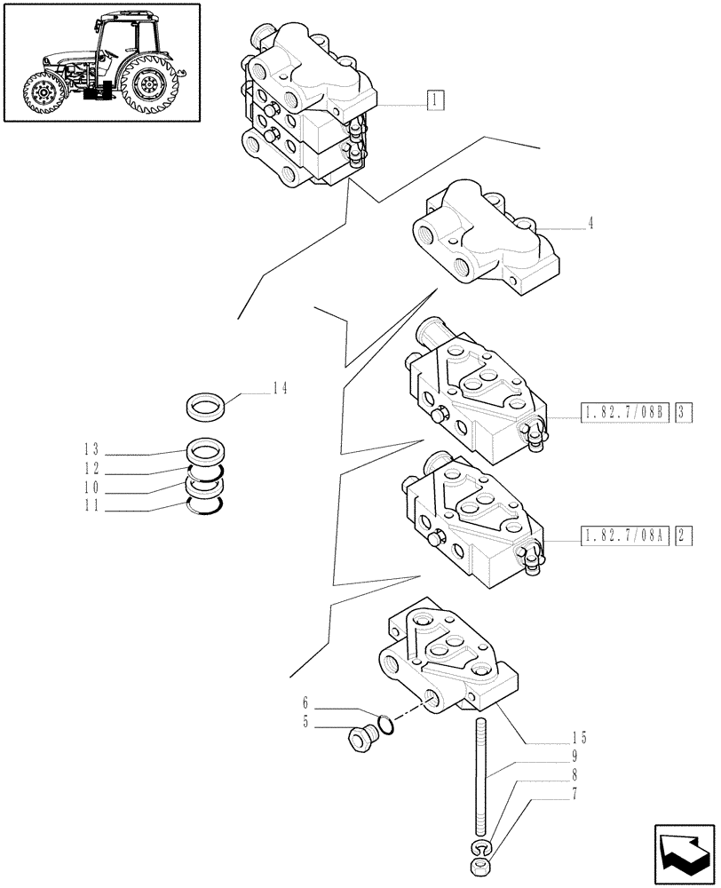 Схема запчастей Case IH JX1095C - (719124070[01]) - (DIA KIT) TWO MID-MOUNT KIT (1 S/D+1 S/D WITH FLOAT) W/ JOYSTICK & #4 QUICK COUPLERS (18) - VARIATIONS