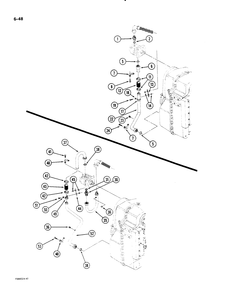 Схема запчастей Case IH STEIGER - (6-48) - TRANSMISSION LUBRICATION, TRANSMISSION TO PUMP, WITHOUT PTO SYSTEM (06) - POWER TRAIN