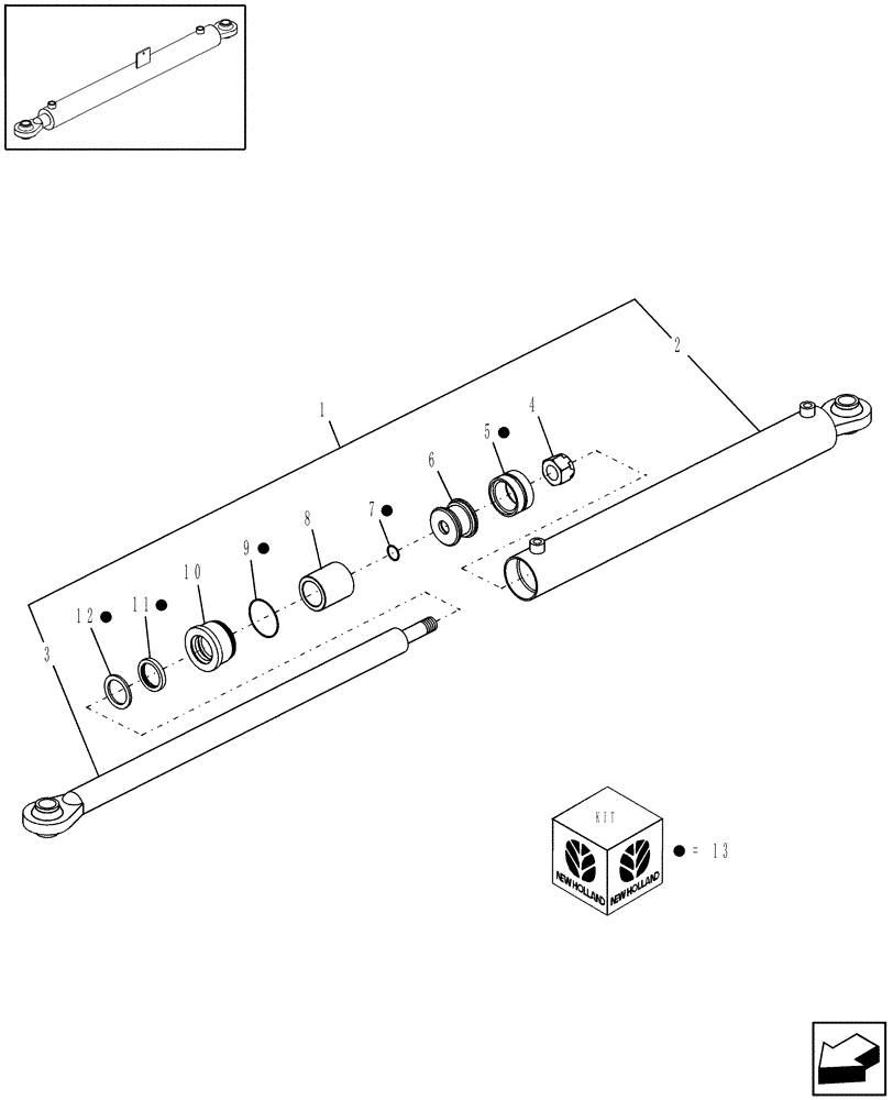 Схема запчастей Case IH WRX301 - (35.900.02[02]) - OPENING CYLINDER COMPONENTS, 14 & 16 WHEEL RAKES (35) - HYDRAULIC SYSTEMS