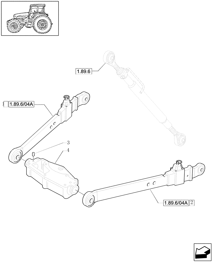 Схема запчастей Case IH JX1100U - (1.89.6/04[01]) - (VAR.907) TOOL CONNECTION WITH TELESCOPIC ARMS (WITH ELECTRONIC LIFT) - PARTS (09) - IMPLEMENT LIFT