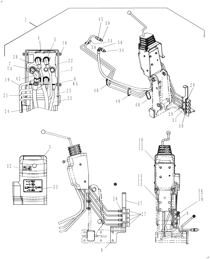 Схема запчастей Case IH LX110 - (006) - MID-MOUNT HYDRAULIC CONTROL VALVE KIT (TZ18DA,TZ22DA,TZ24DA,TZ25DA,T1010,T1030,BOOMER 1020 & 1025) - 710440086 