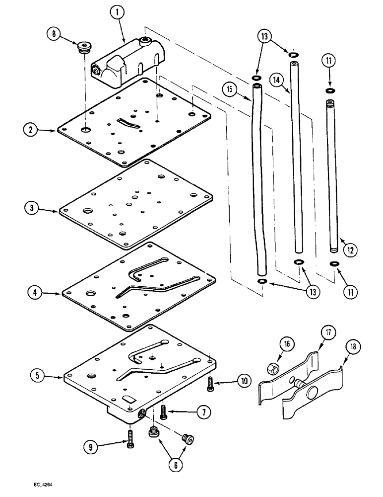 Схема запчастей Case IH 3230 - (8-014) - REGULATOR VALVE MOUNTING PLATE, FORWARD AND REVERSE (08) - HYDRAULICS