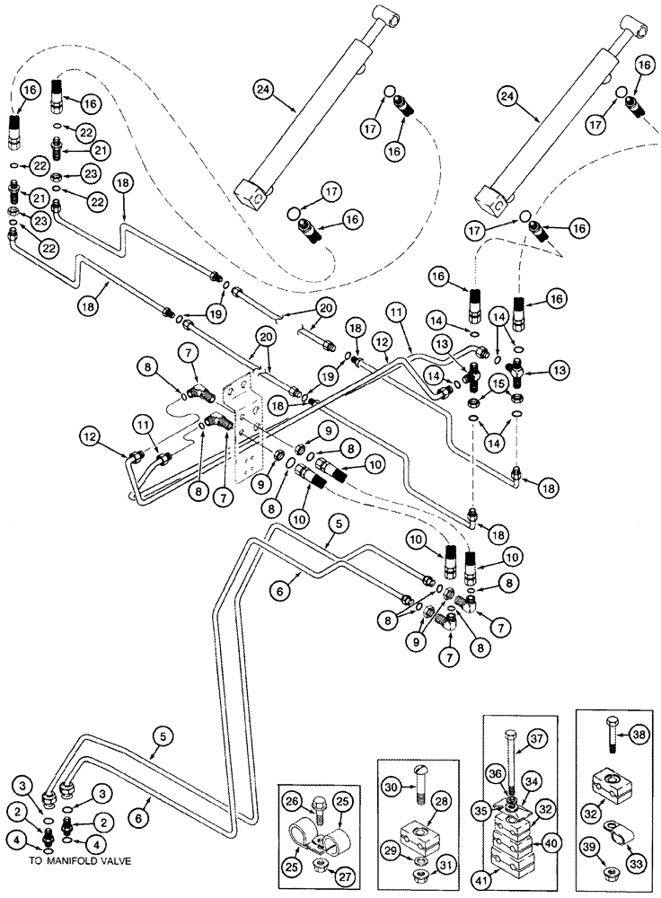 Схема запчастей Case IH 2555 - (08-41) - BASKET DOOR CYLINDER SYSTEM (07) - HYDRAULICS