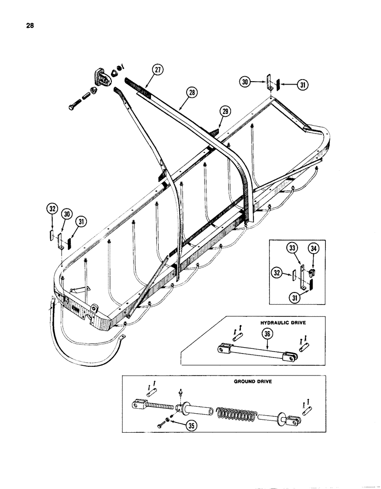 Схема запчастей Case IH 96 - (28) - FRAME AND BASKET, 96 AND 97 RAKES (CONTD) 