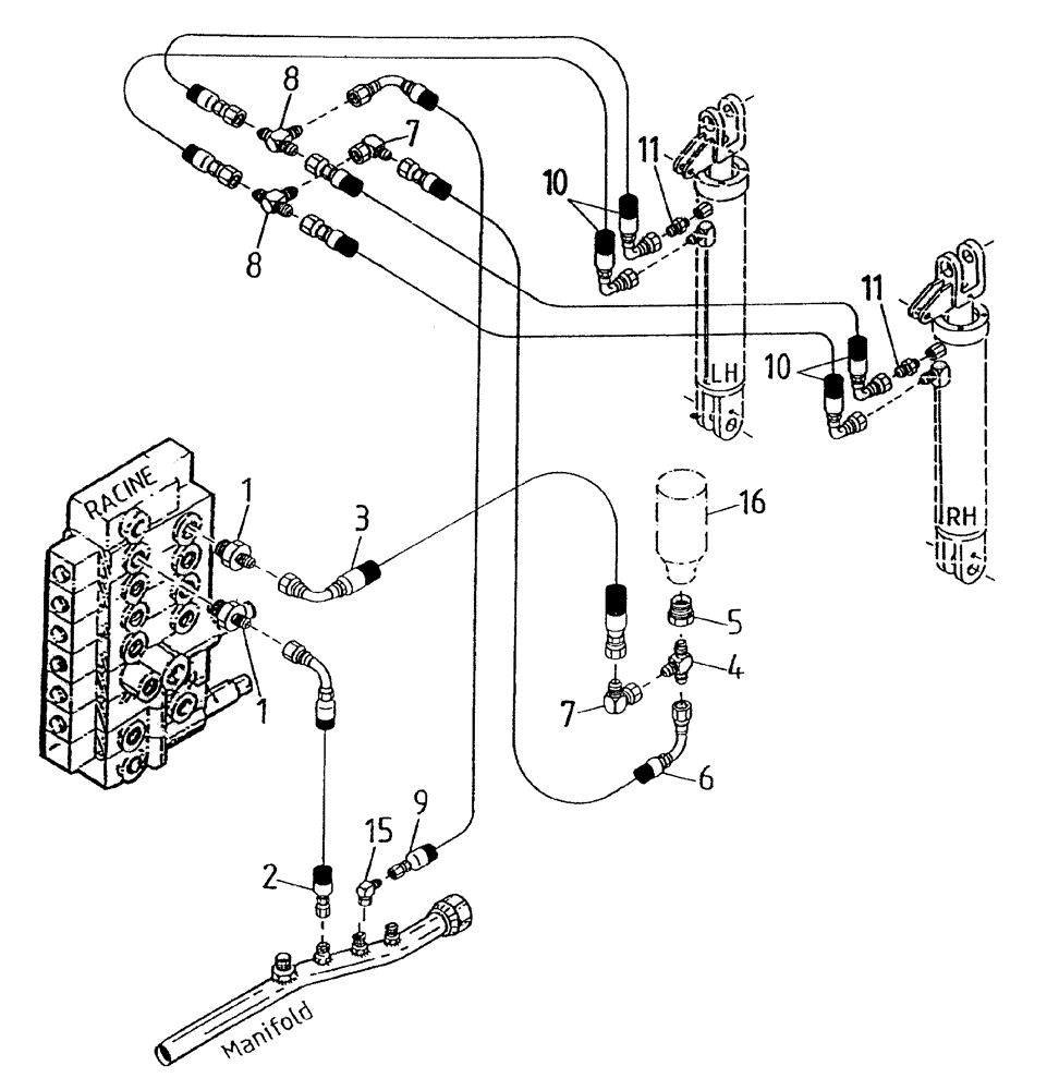 Схема запчастей Case IH 7700 - (B06[41A]) - HYDRAULIC CIRCUIT {BASECUTTER LIFT} (OPTIONAL MOUNT) Hydraulic Components & Circuits