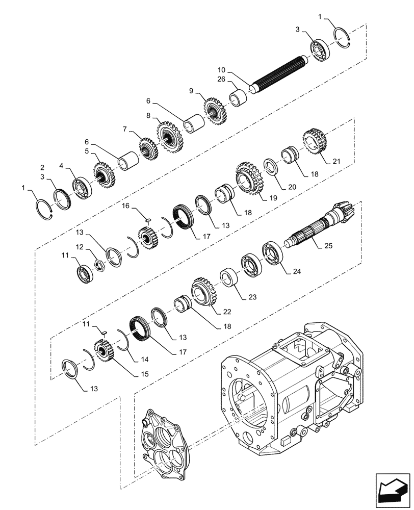 Схема запчастей Case IH FARMALL 45C - (21.140.030) - GEAR SHAFT - MECHANICAL TRANSMISSION (21) - TRANSMISSION