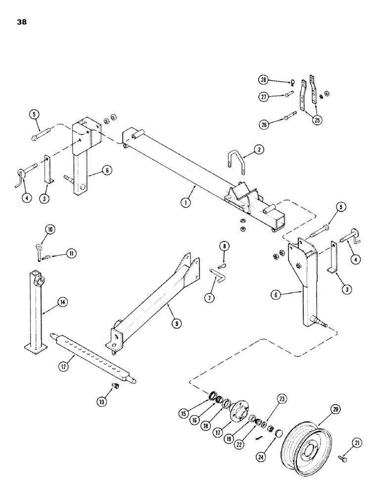 Схема запчастей Case IH 100-SERIES - (38) - END TRANSPORT & TRANSPORT STRAPS, PRIOR TO SN1605900 