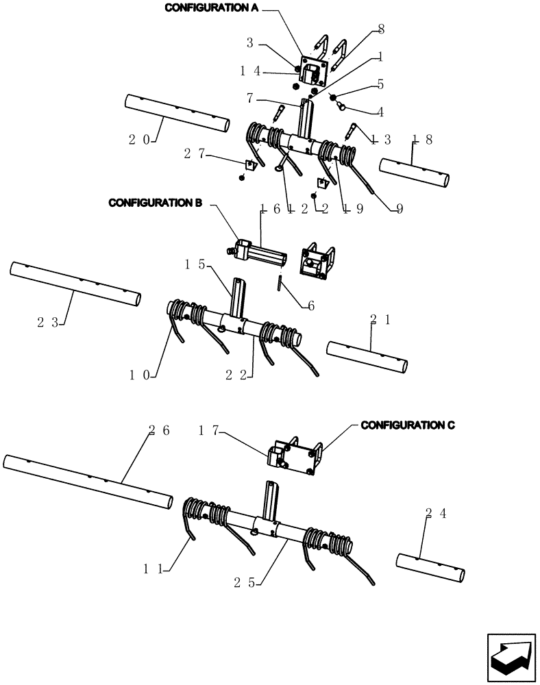 Схема запчастей Case IH 400 - (75.200.45) - HEAVY HARROW CLOSER ASSEMBLY WITH MOUNT BRACKETS A, B AND C (75) - SOIL PREPARATION