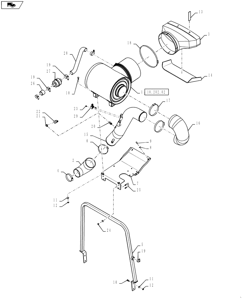 Схема запчастей Case IH TITAN 3530 - (10.202.01) - AIR INTAKE PACKAGE (10) - ENGINE