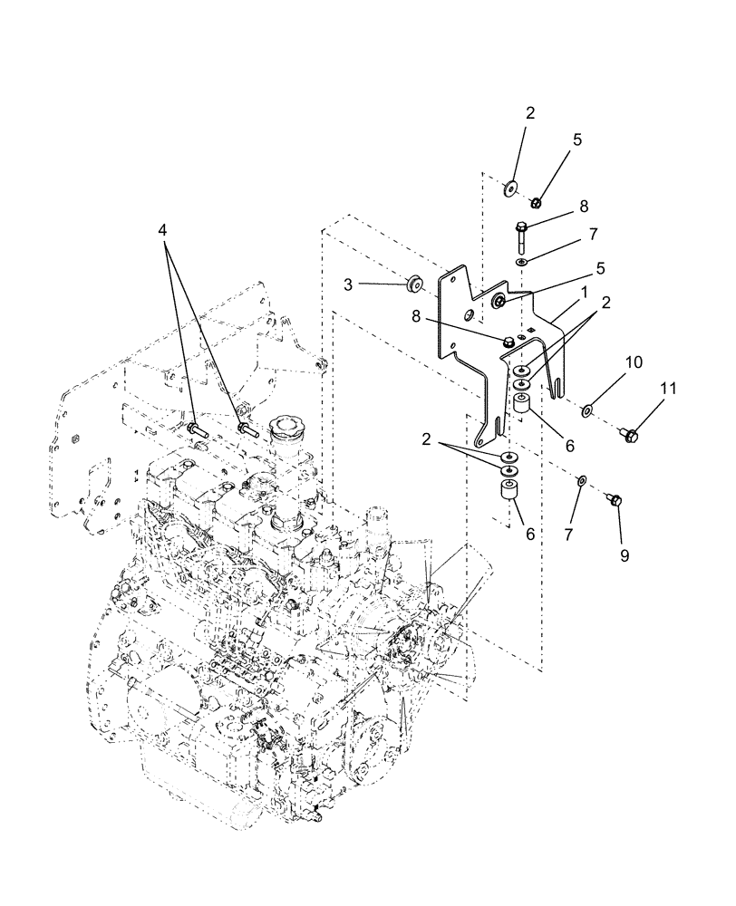 Схема запчастей Case IH FARMALL 40 - (02.05) - AIR CLEANER BRACKET (02) - ENGINE EQUIPMENT