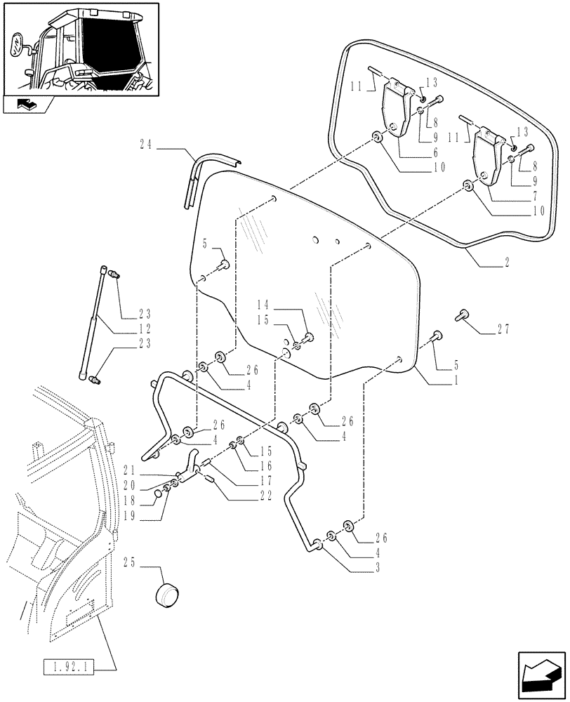 Схема запчастей Case IH PUMA 115 - (1.92.4) - REAR WINDOW AND RELATED PARTS (10) - OPERATORS PLATFORM/CAB