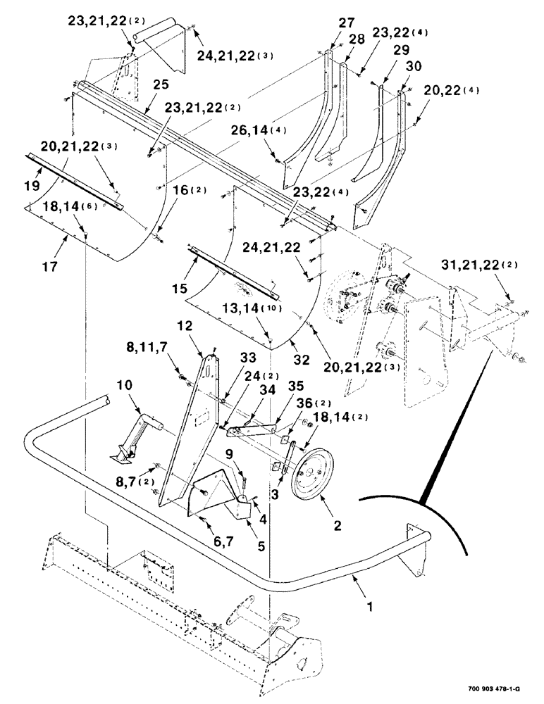 Схема запчастей Case IH 8725 - (3-06) - HEADER PANELS, JACK AND STRIPPER ASSEMBLIES 