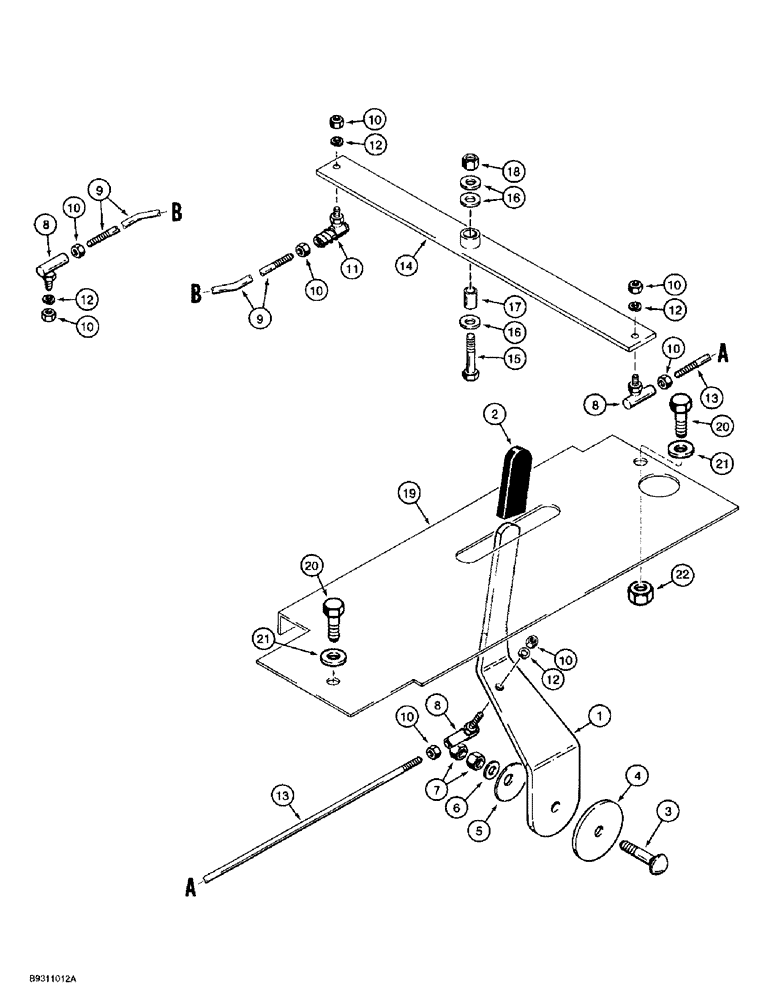 Схема запчастей Case IH 1838 - (3-16) - ENGINE CONTROLS, THROTTLE BALL JOINT TO INSIDE OF LEVER (03) - FUEL SYSTEM