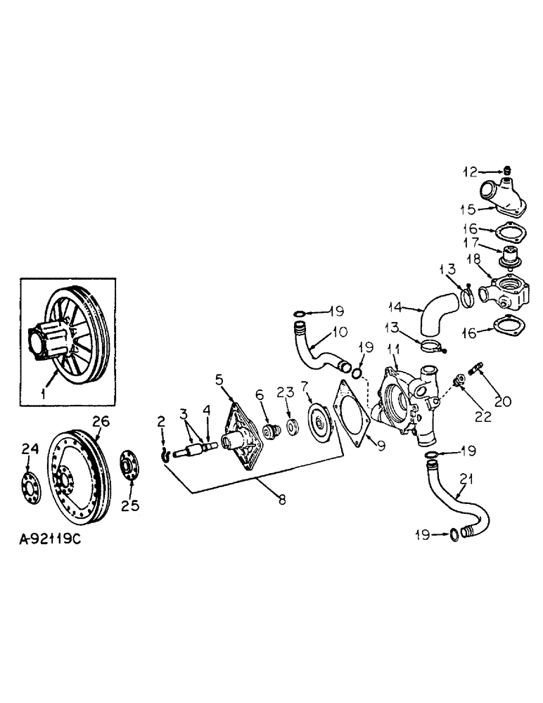 Схема запчастей Case IH V-304 - (A-06) - THERMOSTAT AND WATER PUMP 