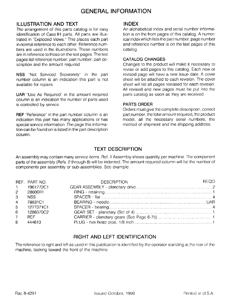 Схема запчастей Case IH 10QA - (1-04) - GENERAL INFORMATION (00) - PICTORIAL INDEX