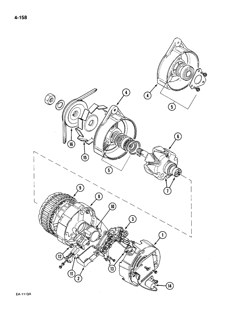 Схема запчастей Case IH 585 - (4-158) - ALTERNATOR - LUCAS (04) - ELECTRICAL SYSTEMS