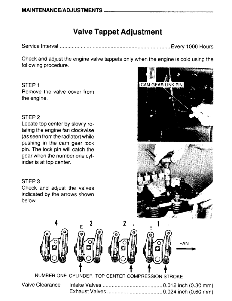 Схема запчастей Case IH 4390 - (041) - MAINTENANCE, ADJUSTMENTS, VALVE TAPPET ADJUSTMENT 