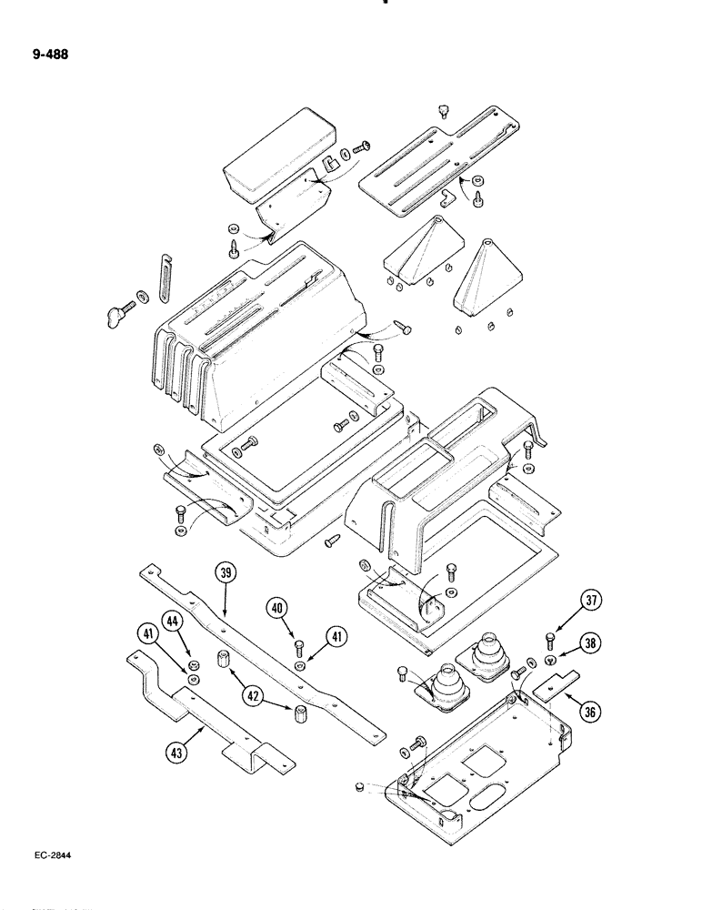Схема запчастей Case IH 885 - (9-488) - CONTROL LEVER COVERS AND SUPPORTS, CAB (CONTD) (09) - CHASSIS/ATTACHMENTS