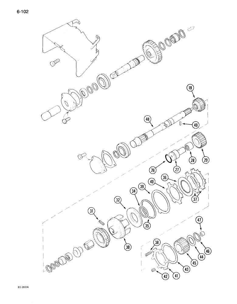 Схема запчастей Case IH 995 - (6-102) - INDEPENDENT POWER TAKE OFF, SINGLE AND DUAL SPEED (06) - POWER TRAIN