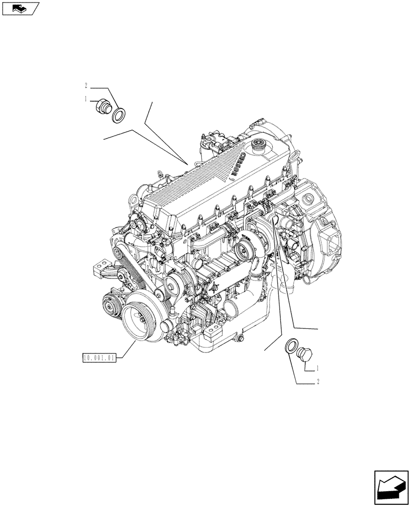 Схема запчастей Case IH F2CFE613T E003 - (10.414.02) - PIPING - ENGINE COOLING SYSTEM (504032236 - 5801409206) (10) - ENGINE