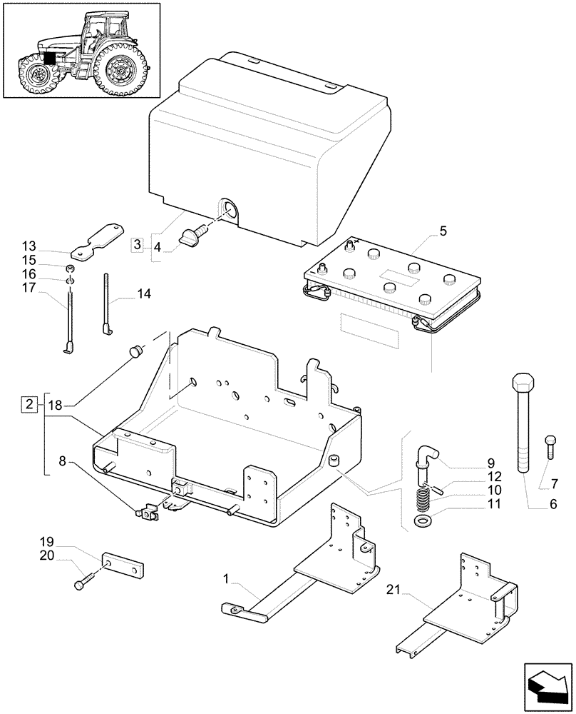Схема запчастей Case IH MXU115 - (1.74.2[01B]) - BATTERY, COVERS AND RELATED SUPPORTS - D5506 (06) - ELECTRICAL SYSTEMS