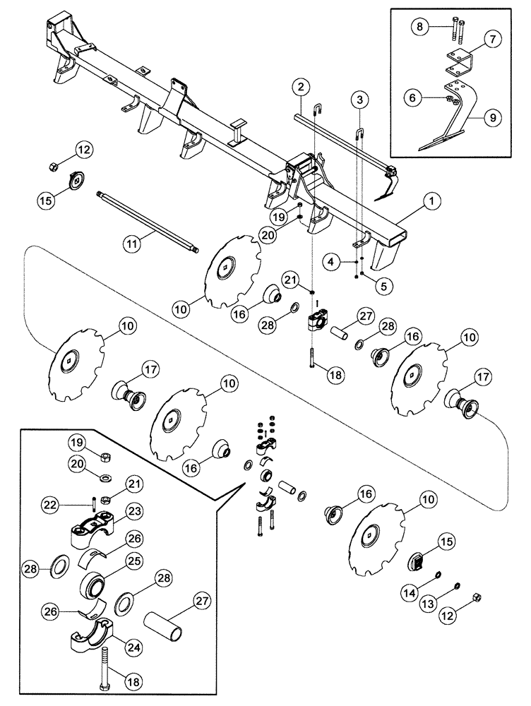 Схема запчастей Case IH RMX790 - (75.200.18) - PLOWING FOLDING LH AND RH FRONT WING DISK GANG PARTS (09) - CHASSIS/ATTACHMENTS