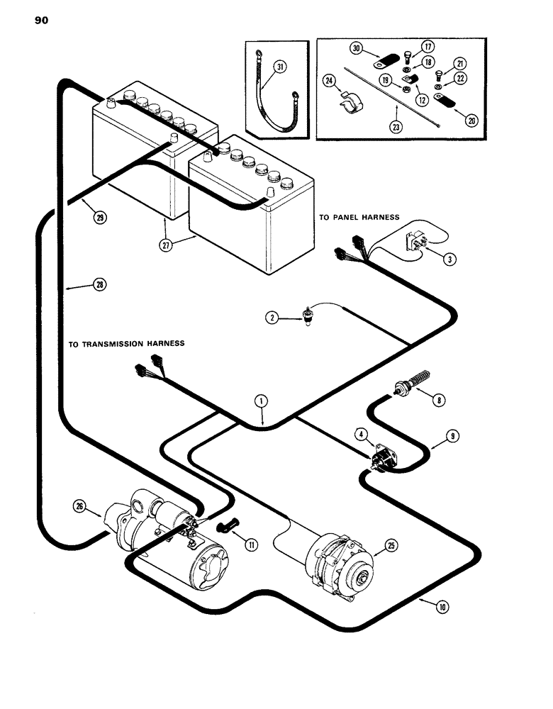 Схема запчастей Case IH 770 - (090) - ELECTRICAL EQUIPMENT AND WIRING, 267B DIESEL ENGINE, ENGINE HARNESS (04) - ELECTRICAL SYSTEMS