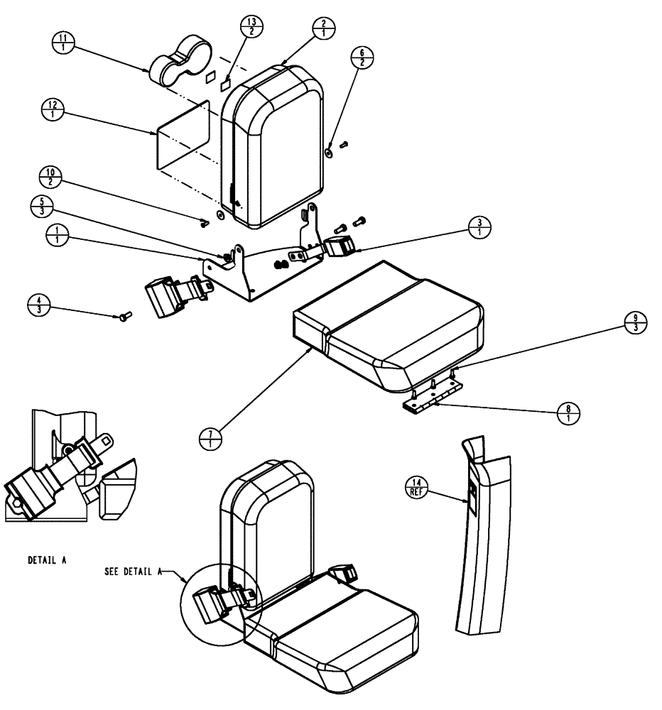 Схема запчастей Case IH TITAN 4020 - (01-043) - SEAT, INSTRUCTIONAL, CLOTH, BEGINNING 1/2009 (10) - CAB