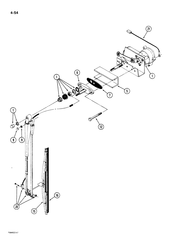 Схема запчастей Case IH STEIGER - (4-054) - FRONT WINDOW WIPER (04) - ELECTRICAL SYSTEMS