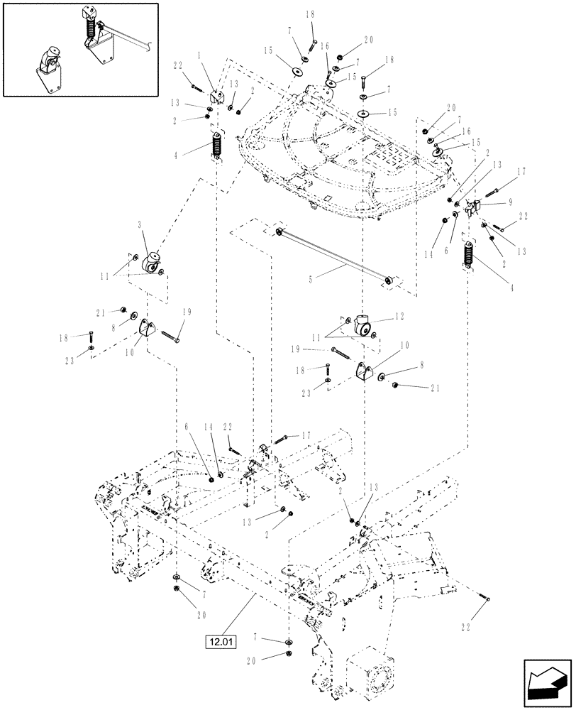 Схема запчастей Case IH WDX1902 - (10.20[1]) - CAB SUSPENSION (10) - OPERATORS PLATFORM/CAB