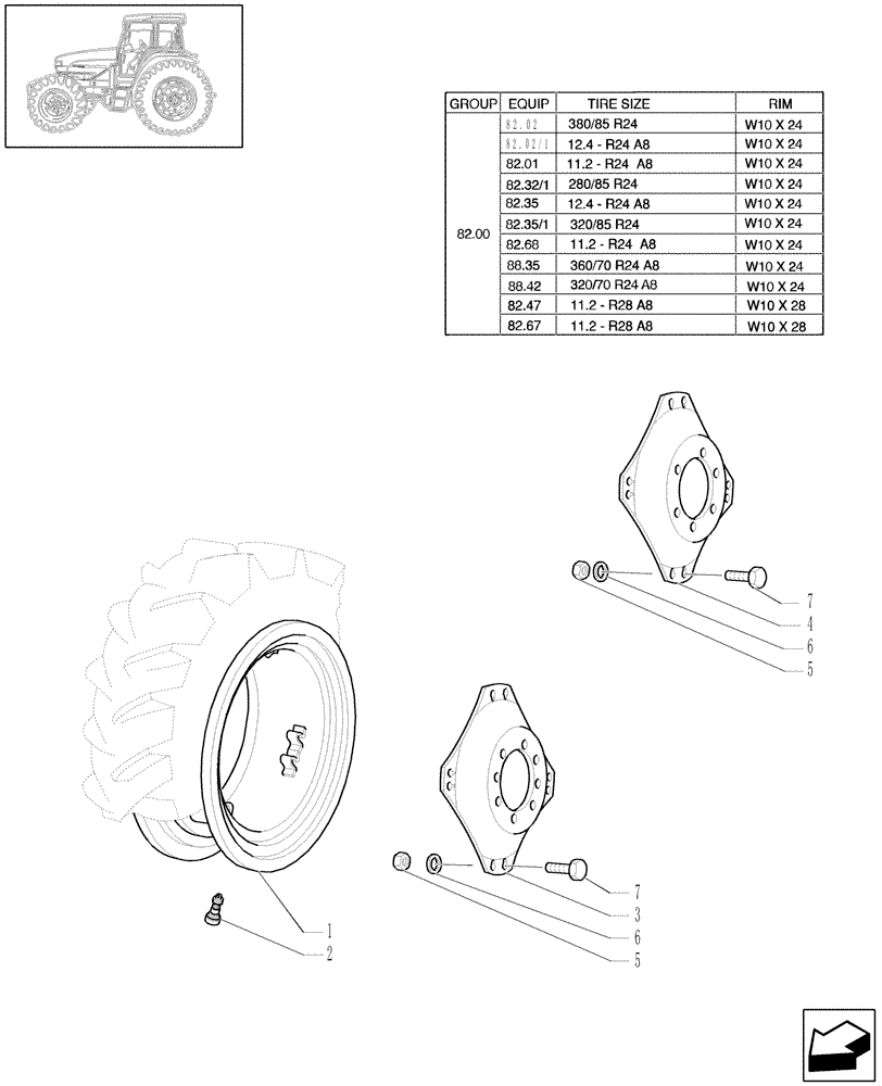 Схема запчастей Case IH JX1090U - (82.00[02]) - DRIVE WHEEL RIM (4WD) (11) - WHEELS/TRACKS