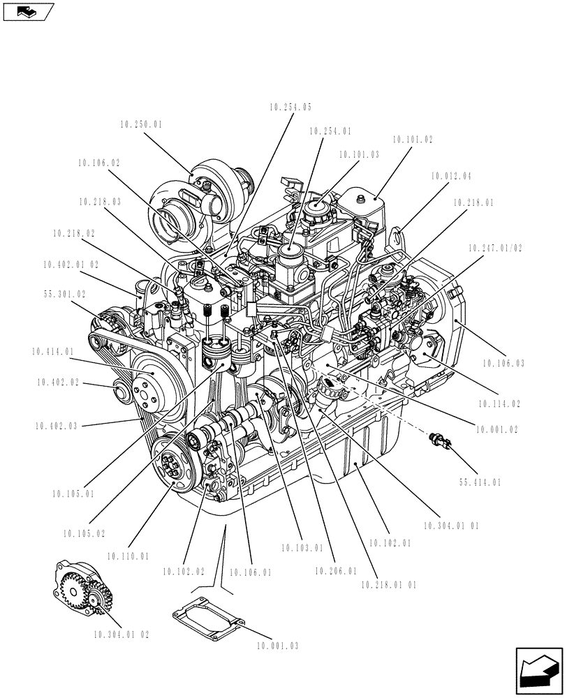 Схема запчастей Case IH F4GE9684D J604 - (10.000.01[01]) - PICTORIAL OVERVIEW 1/1 - ENGINE (10) - ENGINE