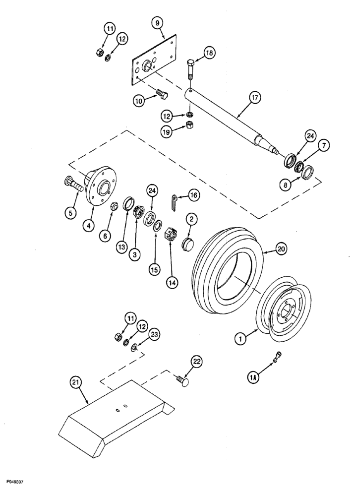 Схема запчастей Case IH 1260 - (9B-018) - SPINDLES AND WHEELS, 1260 MACHINES (12) - CHASSIS