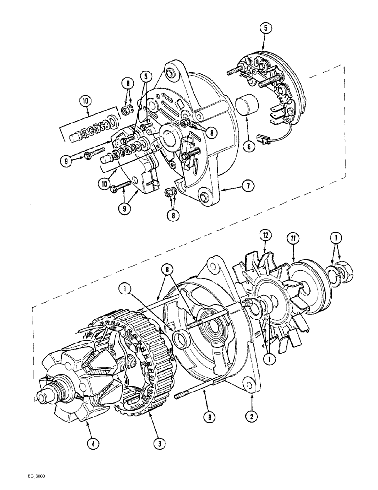 Схема запчастей Case IH 3230 - (4-052) - ALTERNATOR ASSEMBLY, LUCAS 45 AMP (04) - ELECTRICAL SYSTEMS