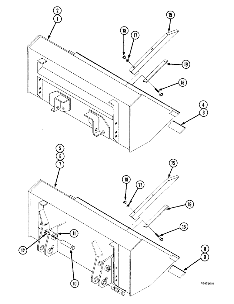 Схема запчастей Case IH L300 - (9-14) - MATERIAL BUCKET (09) - CHASSIS/ATTACHMENTS