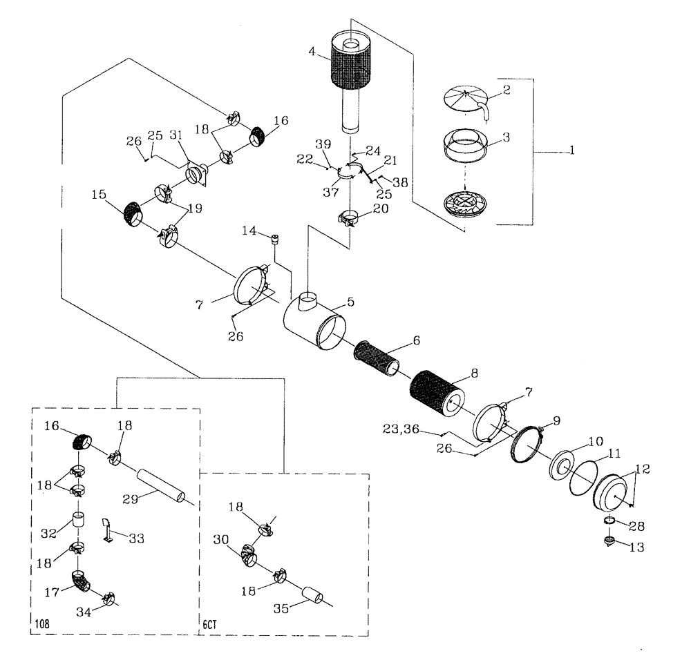 Схема запчастей Case IH 7700 - (C03[02]) - AIR CLEANER {108/6CT} Engine & Engine Attachments