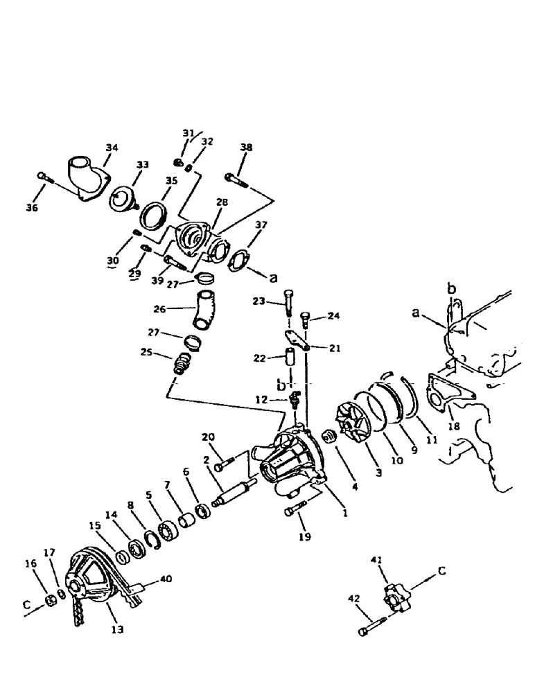 Схема запчастей Case IH 7700 - (C01-40) - ENGINE, WATER PUMP & MOUNTING Engine & Engine Attachments