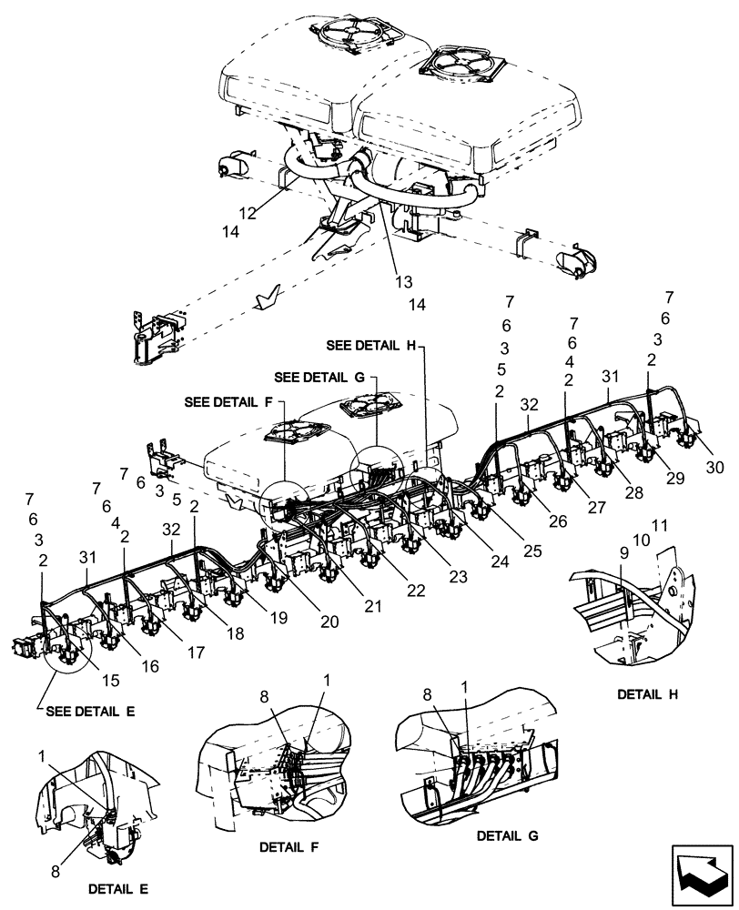 Схема запчастей Case IH 1250 - (80.150.29[01]) - BULK FILL - HOSES - 16 ROW BSN Y9S007001 (80) - CROP STORAGE/UNLOADING