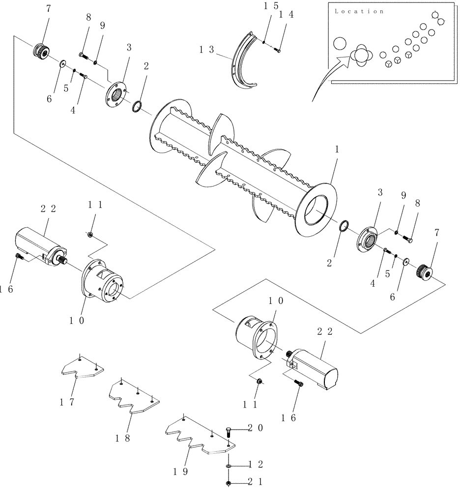 Схема запчастей Case IH 7000 - (A05.04[01]) - Finned Roller (60) - PRODUCT FEEDING