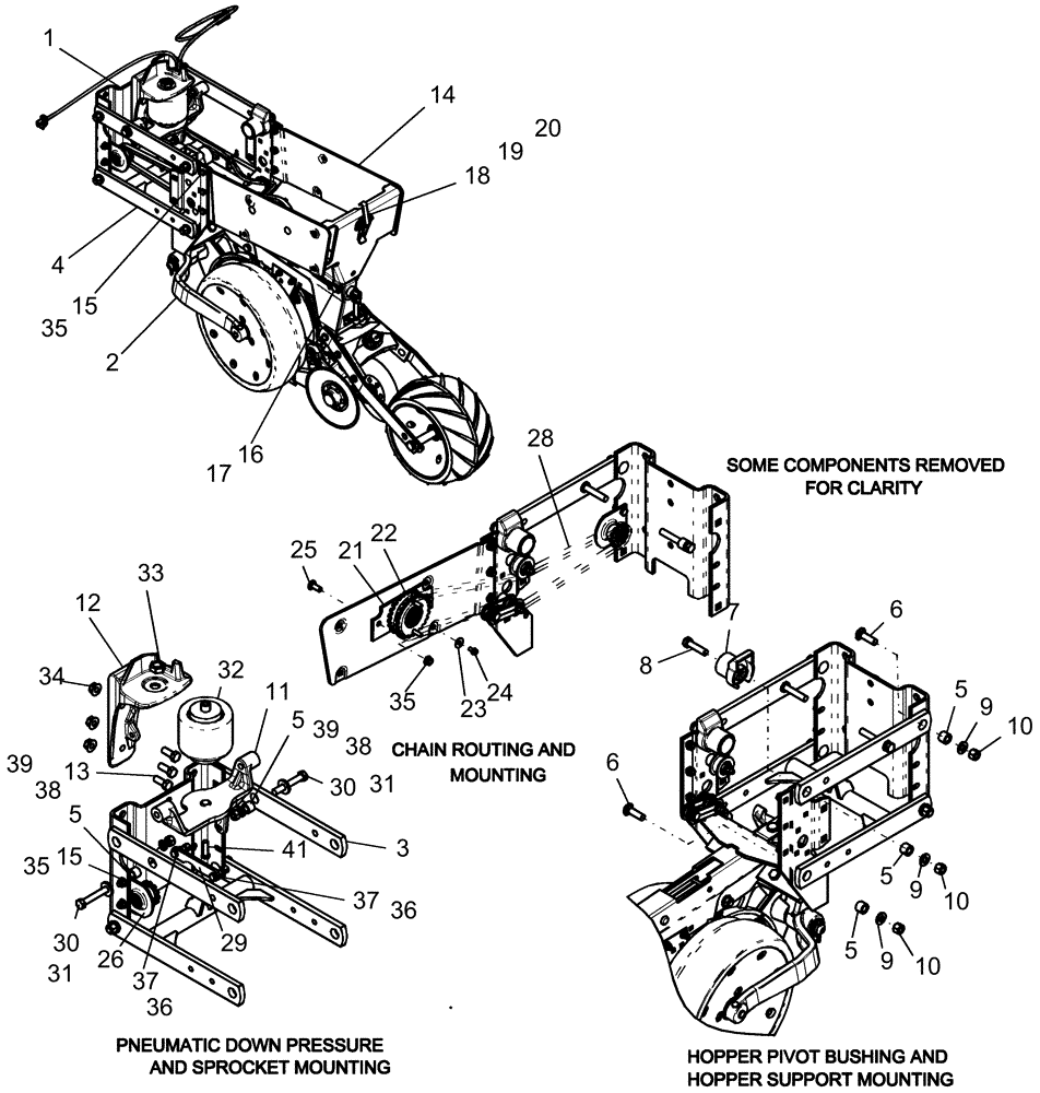 Схема запчастей Case IH 1250 - (75.200.23) - PNEUMATIC DOWN PRESSURE - 14" ROW UNIT WITH LINK - ROUTING (75) - SOIL PREPARATION