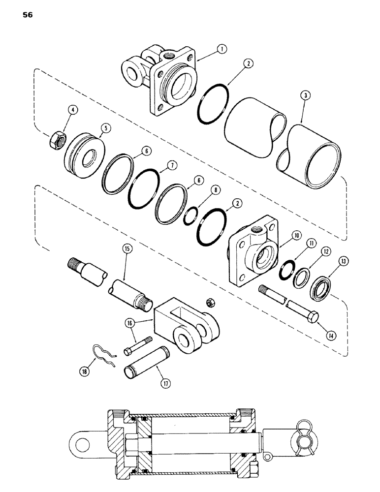 Схема запчастей Case IH 100-SERIES - (56) - HYDRAULIC CYLINDER, T52827 